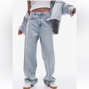 Topshop high rise baggy jeans in sunshine bleach